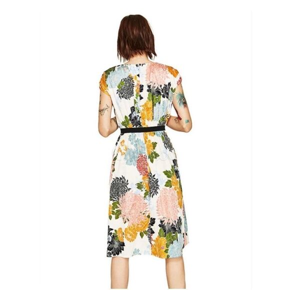 Zara Floral Print  Multicolor Bohemian Elastic Waist  Back Zipper SZ XS #2413 - Picture 2 of 14